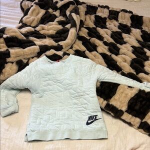 Nike Women's Soft Blue Quilted Crew Neck Sweater